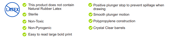 Exel Syringe Product Spec Attributes